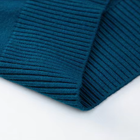 Men's Classic Fold-Over Turtleneck Sweater in Blue - alternate angle showing fit and fabric detail