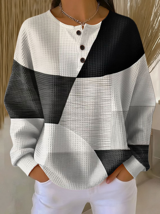 Women's Colour Block Patchwork Sweater in Style 2 - front view