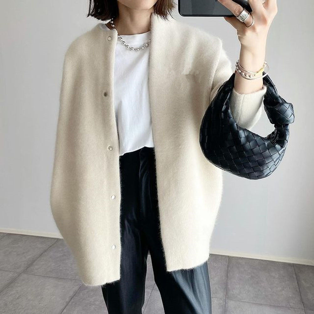 Women's Longline Open Front Cardigan Coat in Cream - front view