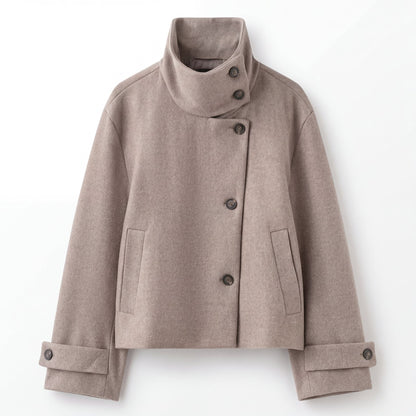 Women's Cropped Wool-Blend Style Jacket in Grey - front view