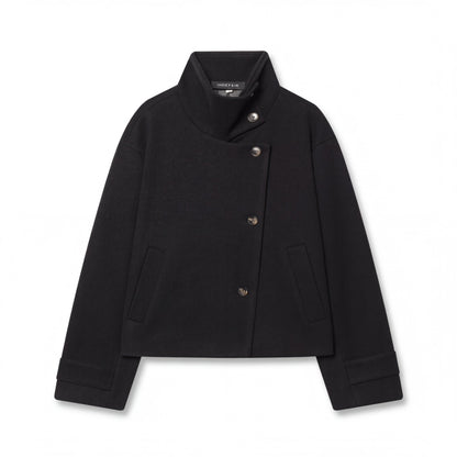 Women's Cropped Wool-Blend Style Jacket in Black - front view