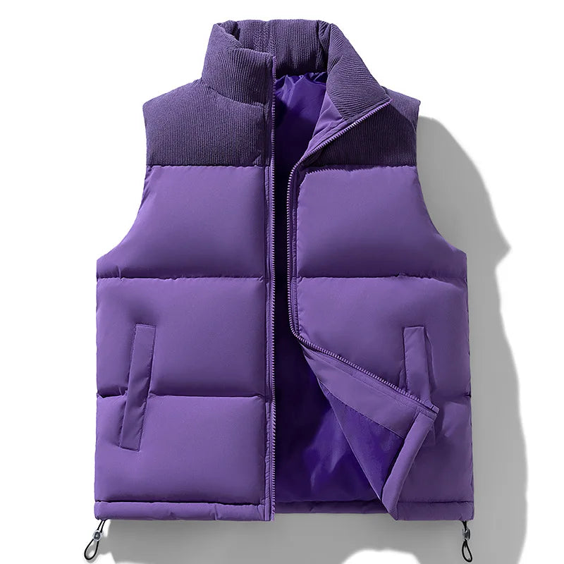 Men's Two-Tone Quilted Puffer Vest in Purple - front view