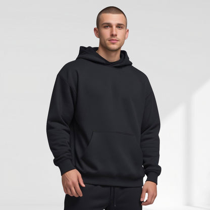 Men's Oversized Pullover Hoodie in Black - front view