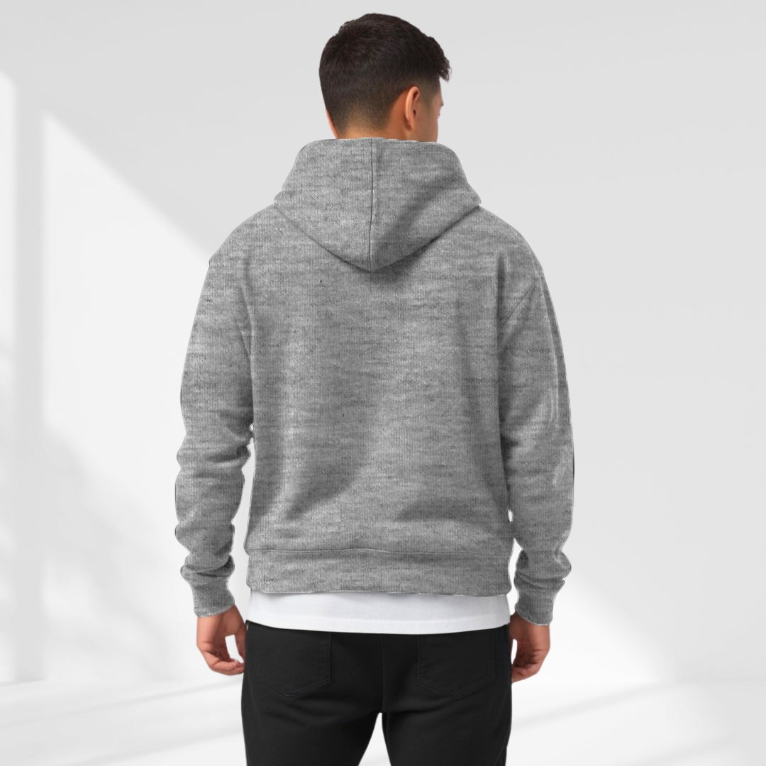 Men's Oversized Pullover Hoodie in Grey - alternate angle showing fit and fabric detail