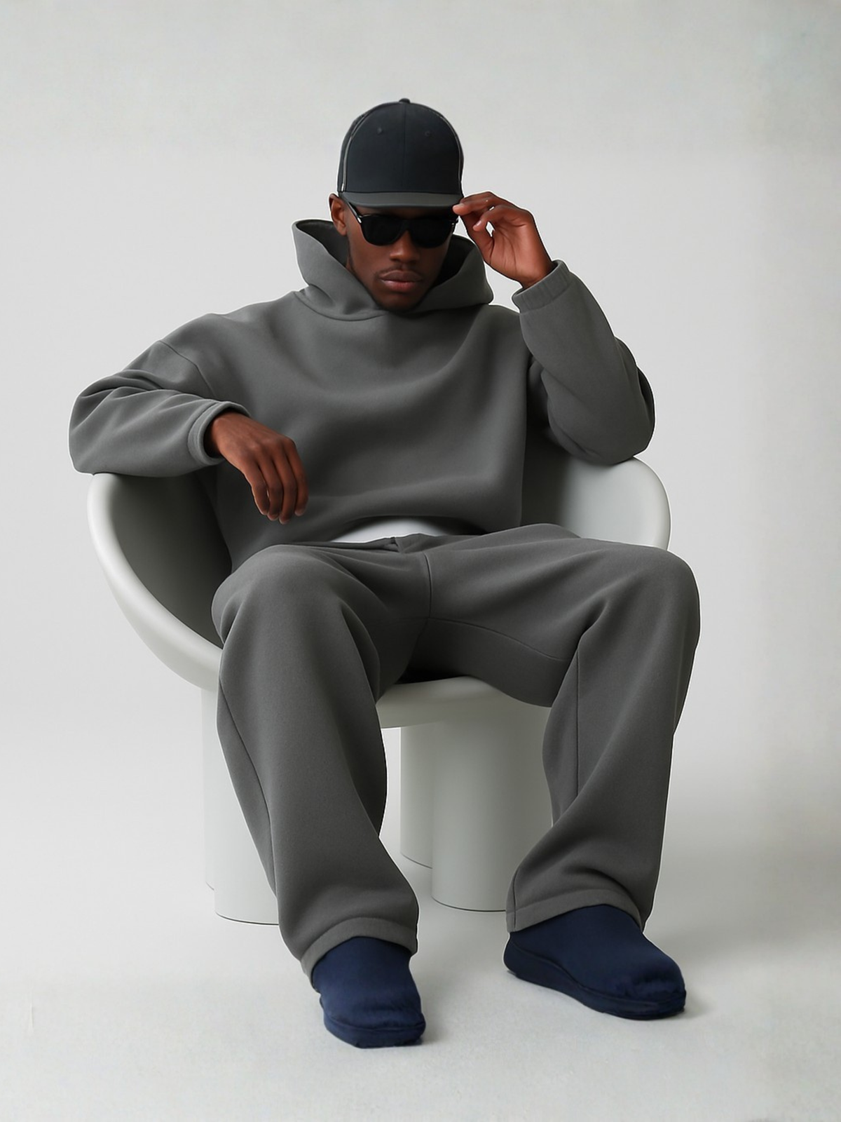 Men's Hoodie and Jogger Set in Dark Grey - front view