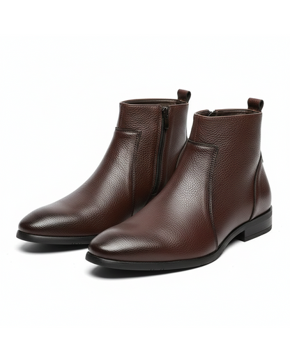 Men's Side Zip Chelsea Boots in Dark Brown - front view