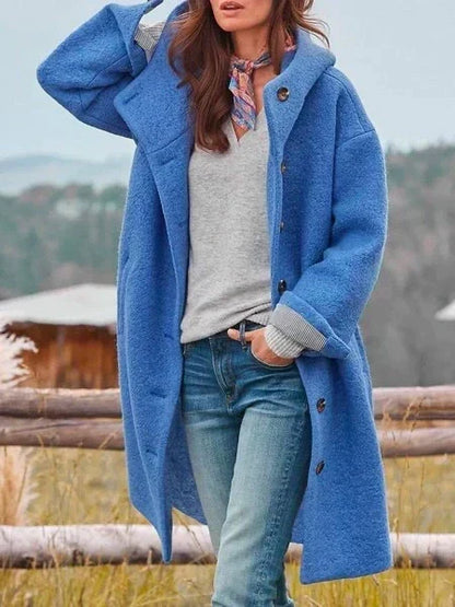 Women's Hooded Teddy Coat in Blue - front view