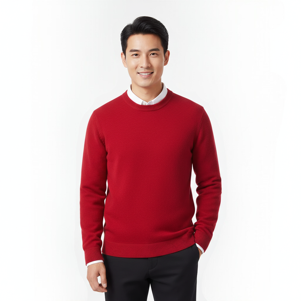 Men's Classic Crew Neck Sweater in Red - front view