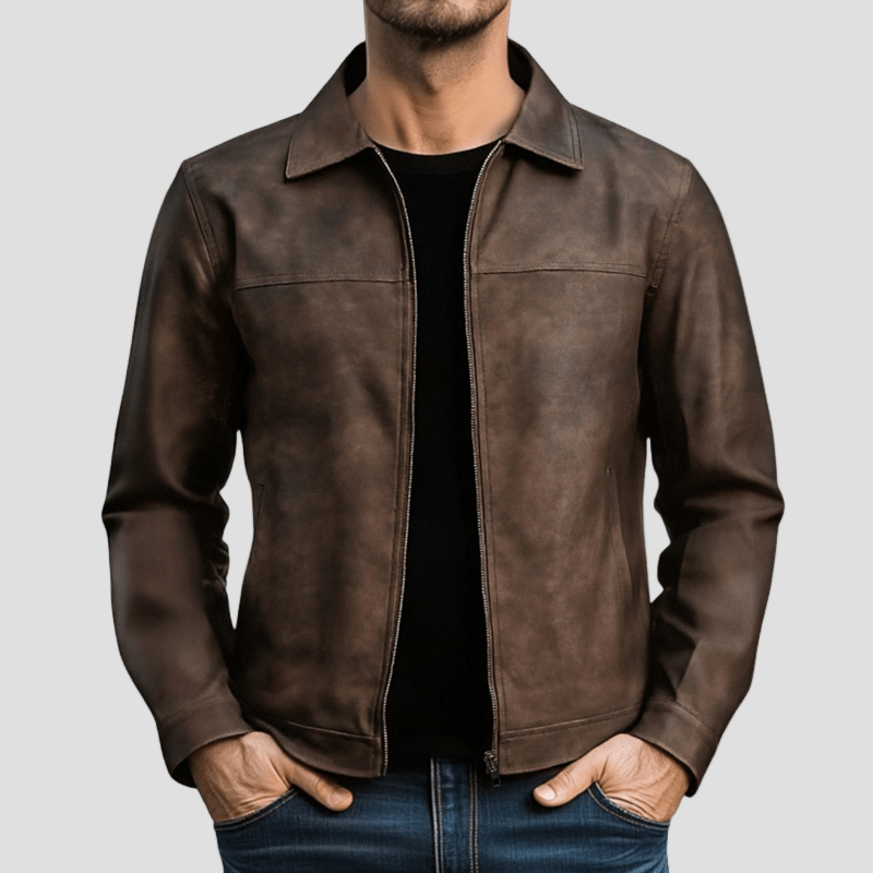 Men's Vintage Faux Suede Trucker Jacket - main view