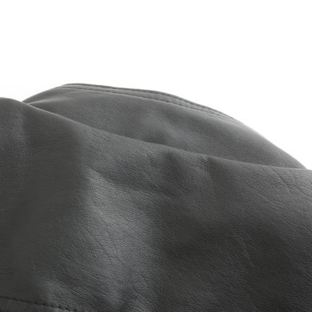 Women's Leather-Look Stand Collar Jacket in Grey - alternate angle showing fit and fabric detail