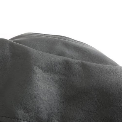 Women's Leather-Look Stand Collar Jacket in Grey - alternate angle showing fit and fabric detail