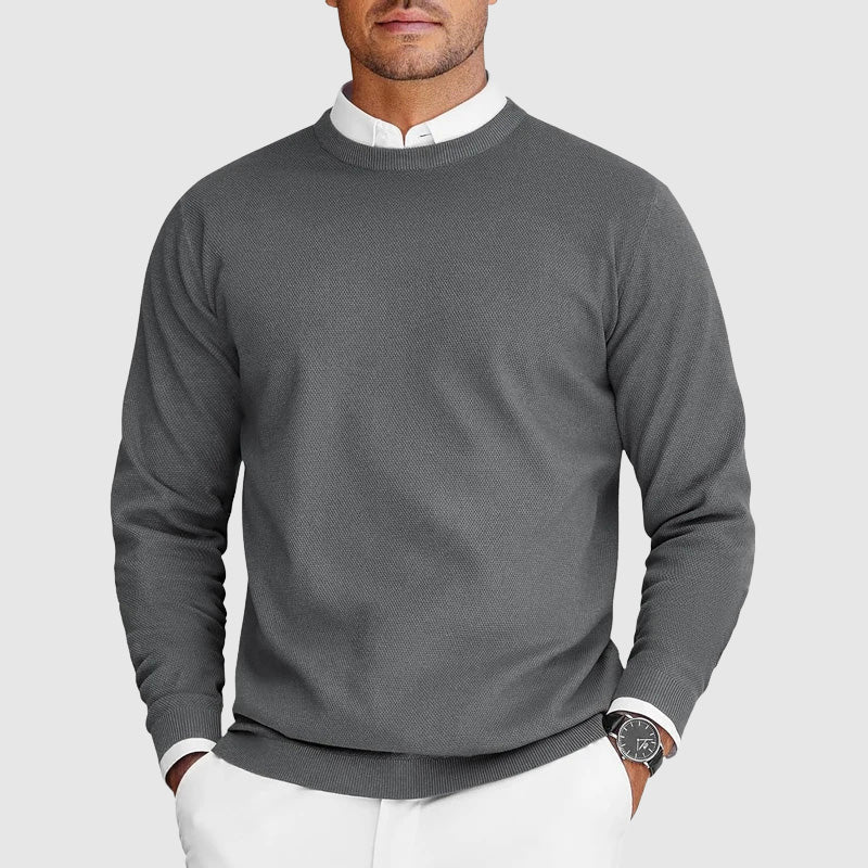 Men's Casual Crew Neck Sweater in Gray - front view