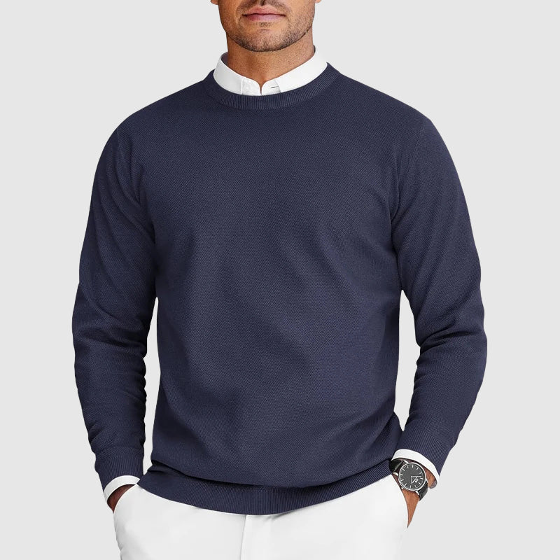 Men's Casual Crew Neck Sweater in Blue - front view