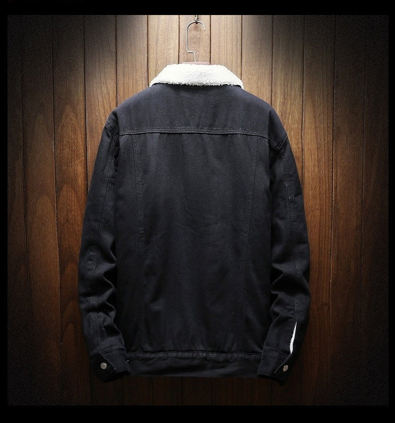 Men's Sherpa-Lined Denim Jacket in Light Blue - alternate angle showing fit and fabric detail