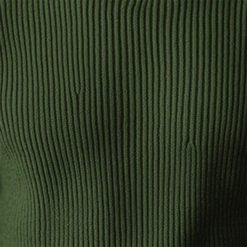 Men's Heavy Ribbed Turtleneck Sweater in Green - alternate angle showing fit and fabric detail