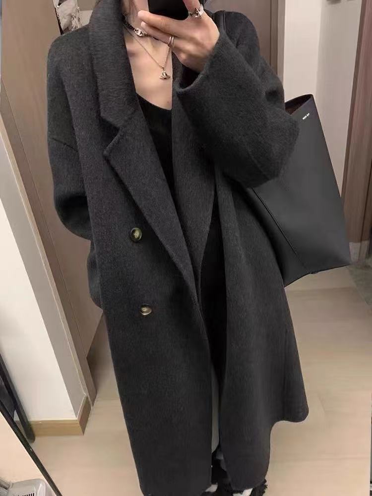 Women's Dropped Shoulder Long Coat - main view