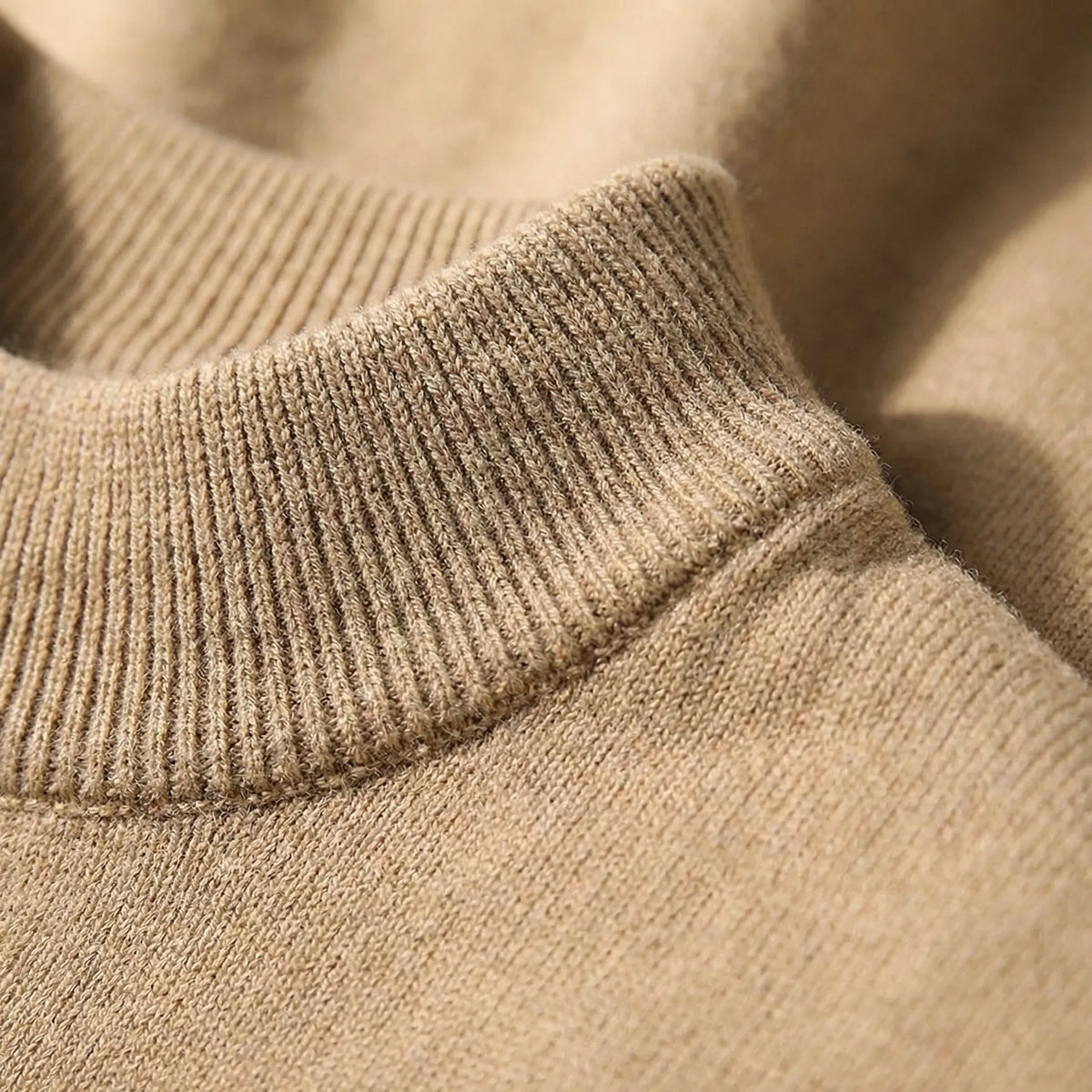 Men's Classic Crew Neck Pullover Sweater in Orange - alternate angle showing fit and fabric detail