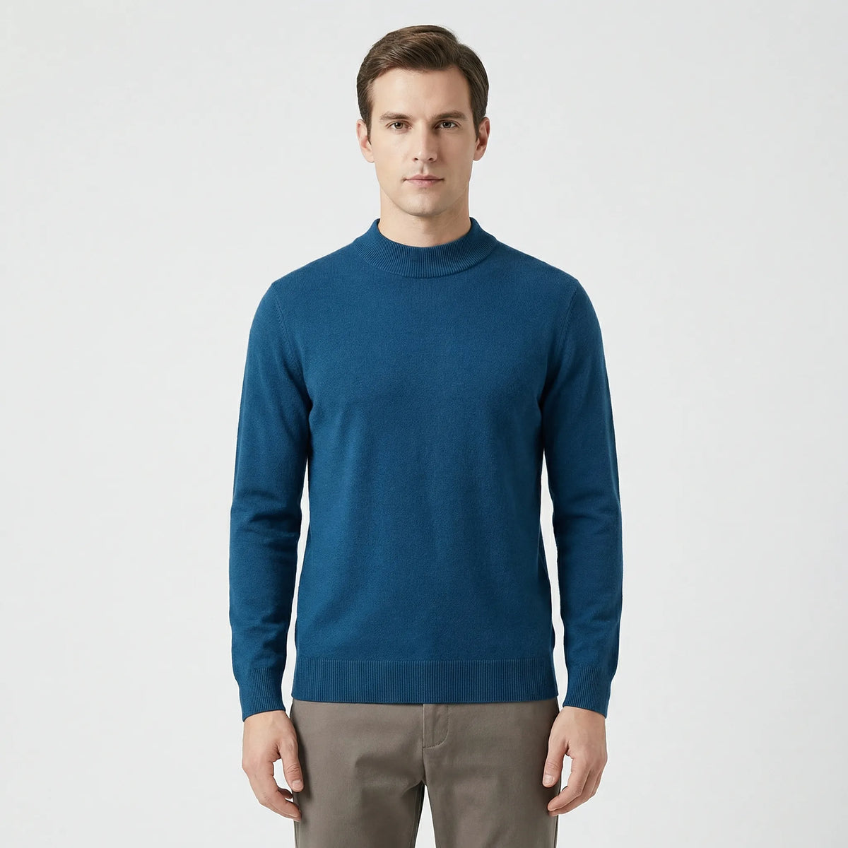 Men's Classic Crew Neck Pullover Sweater in Blue - front view