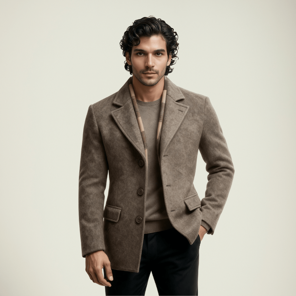 Men's Notch Lapel Wool-Blend Blazer Coat - main view