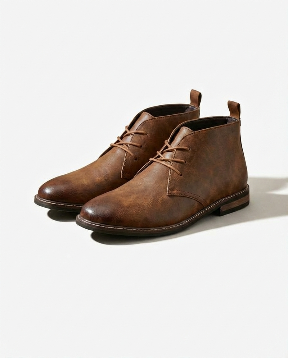 Men's Lace-Up Chukka Boots in Dark Brown - front view