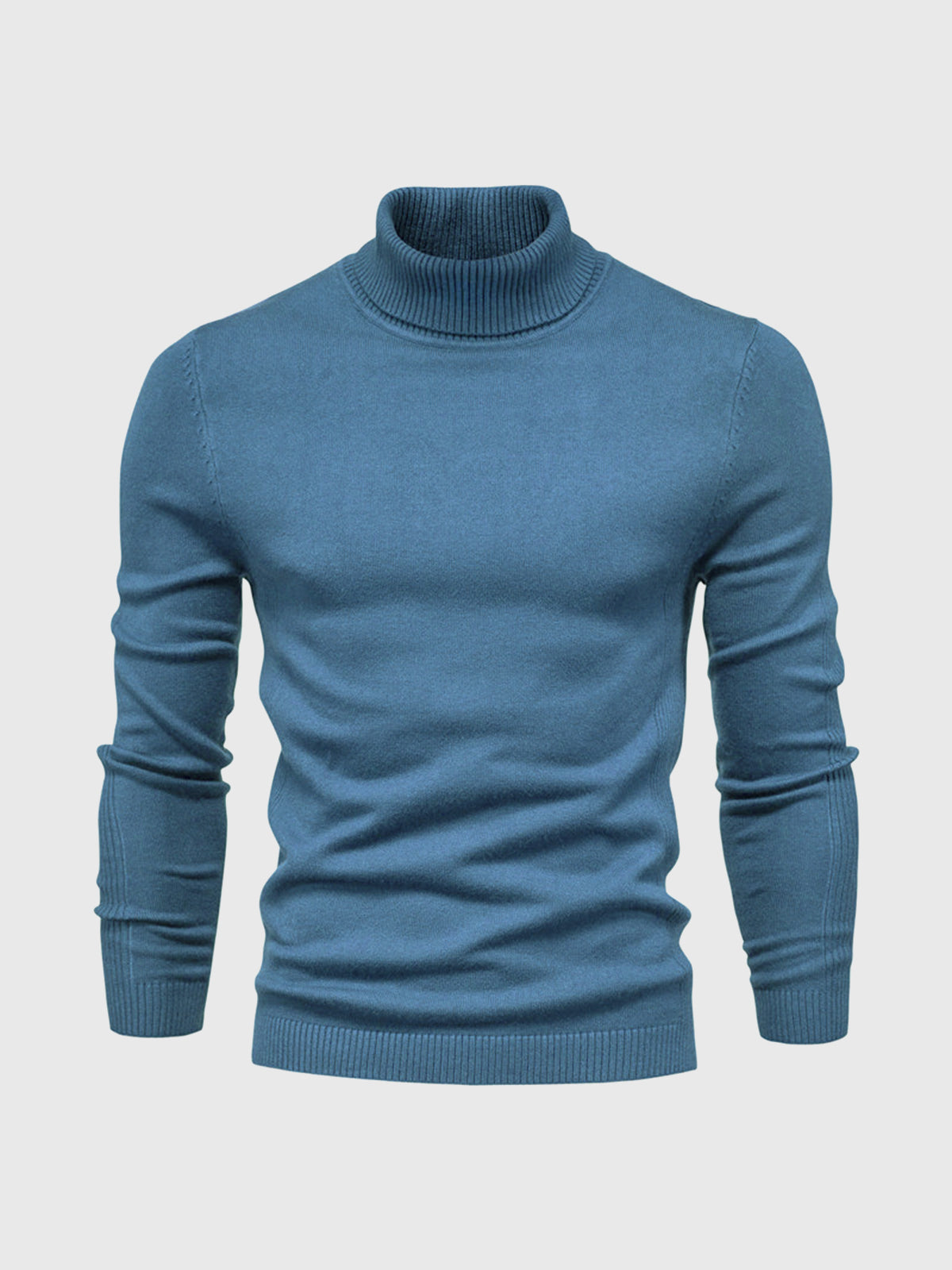 Men's Slim Fit Knit Turtleneck Sweater in Dark Blue - front view