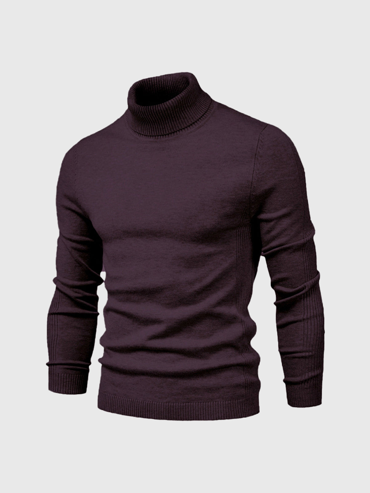 Men's Slim Fit Knit Turtleneck Sweater in Purple - front view