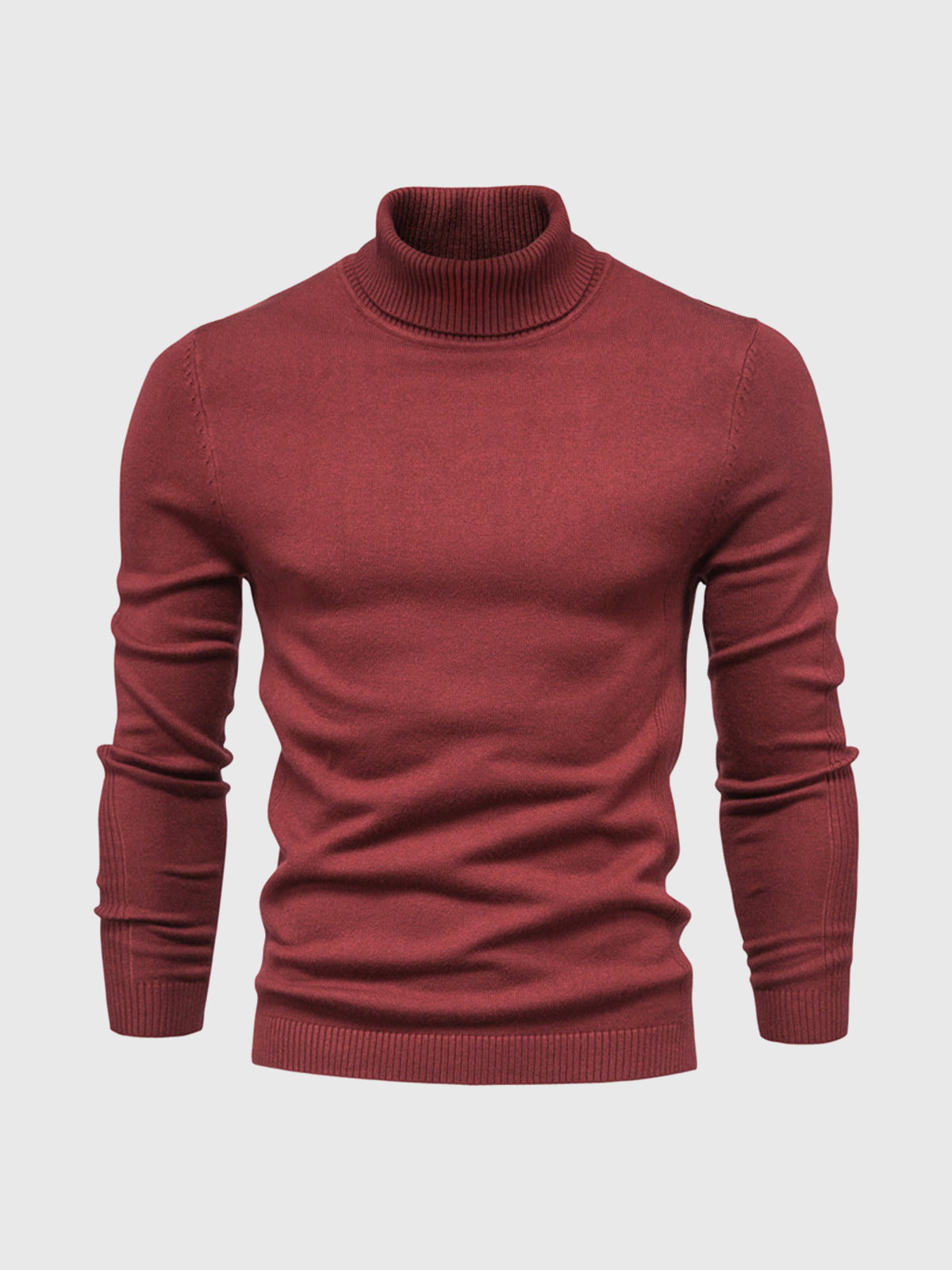 Men's Slim Fit Knit Turtleneck Sweater in White - alternate angle showing fit and fabric detail