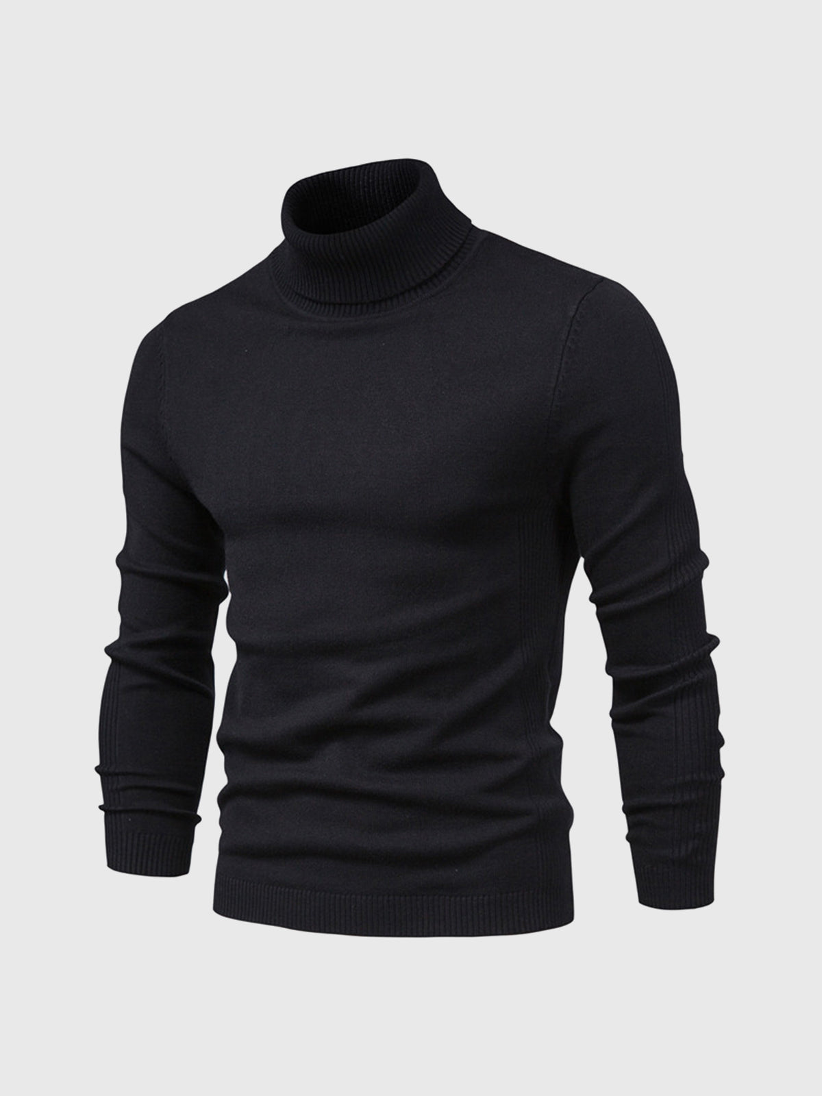 Men's Slim Fit Knit Turtleneck Sweater in Blue - alternate angle showing fit and fabric detail