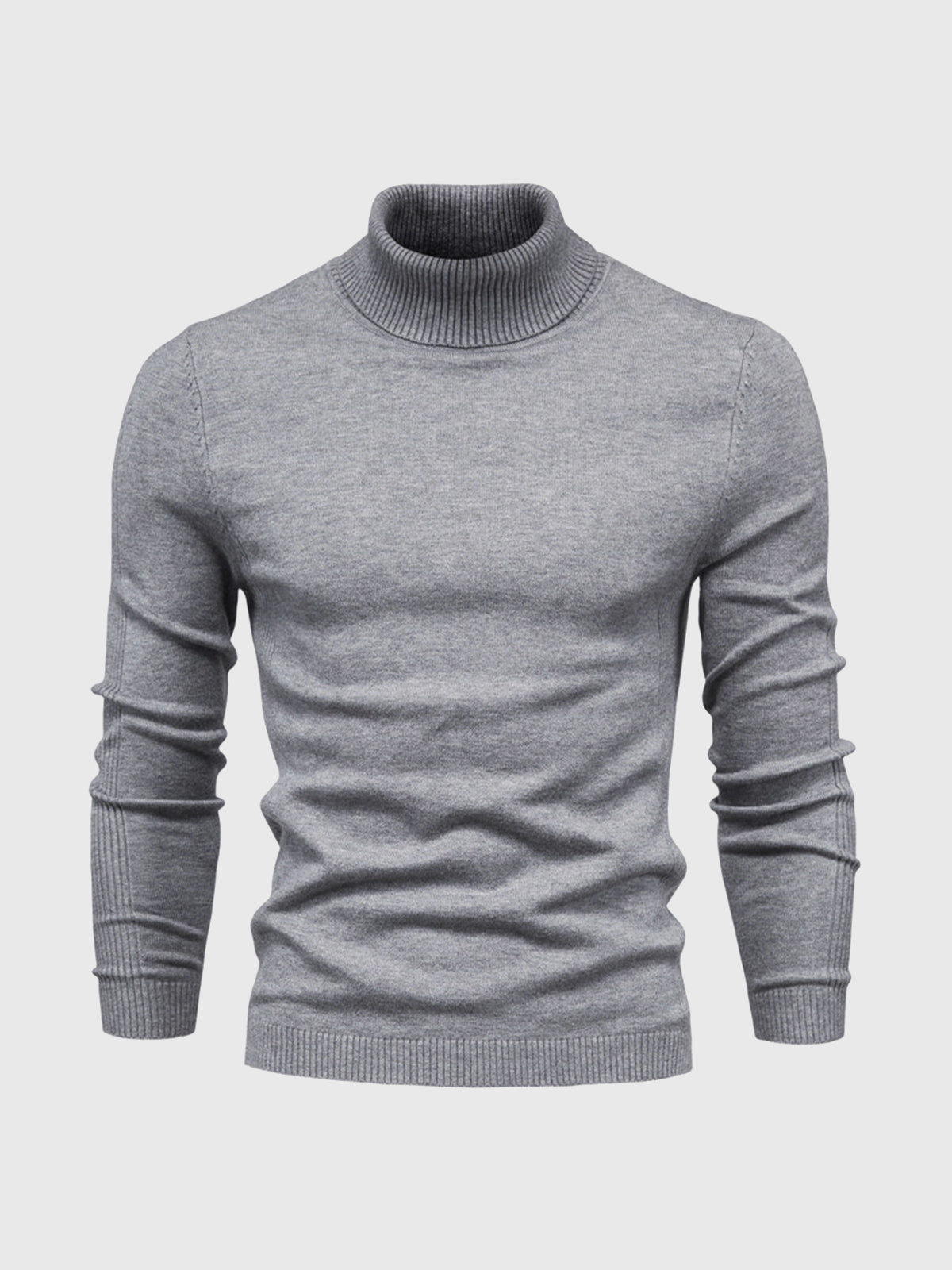 Men's Slim Fit Knit Turtleneck Sweater in Blue - alternate angle showing fit and fabric detail