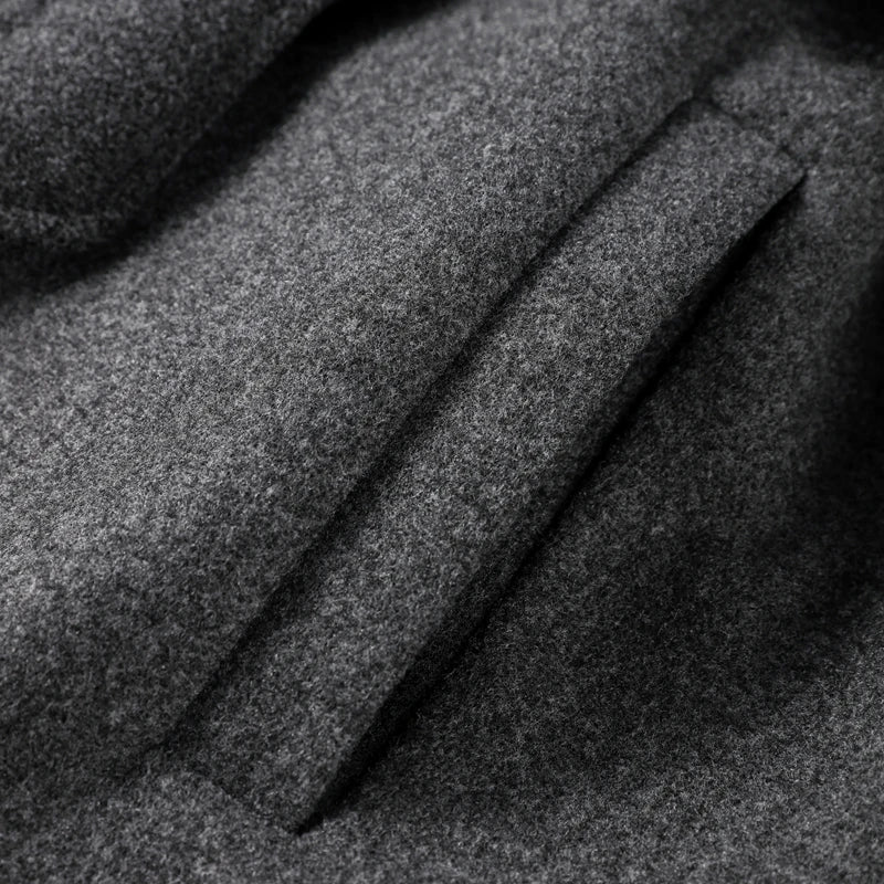 Women's Long Double-Breasted Trench Coat in Bordeaux - alternate angle showing fit and fabric detail