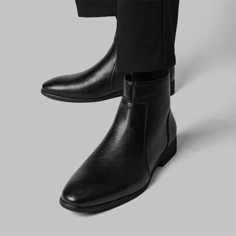 Men's Side Zip Chelsea Boots in Black - front view