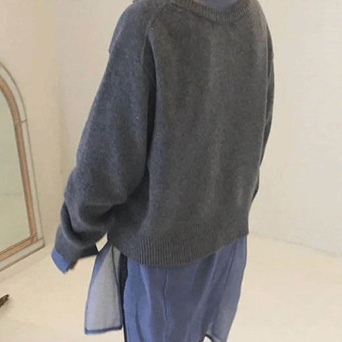 Women's Button-Front Knit Cardigan in Green - alternate angle showing fit and fabric detail