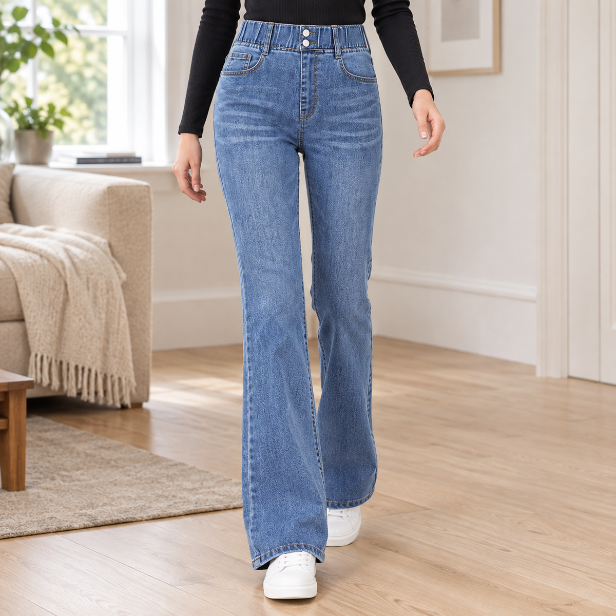 Women's Bootcut Jeans in Light Blue - front view
