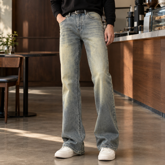 Men's Flared Jeans in Vintage Blue - front view