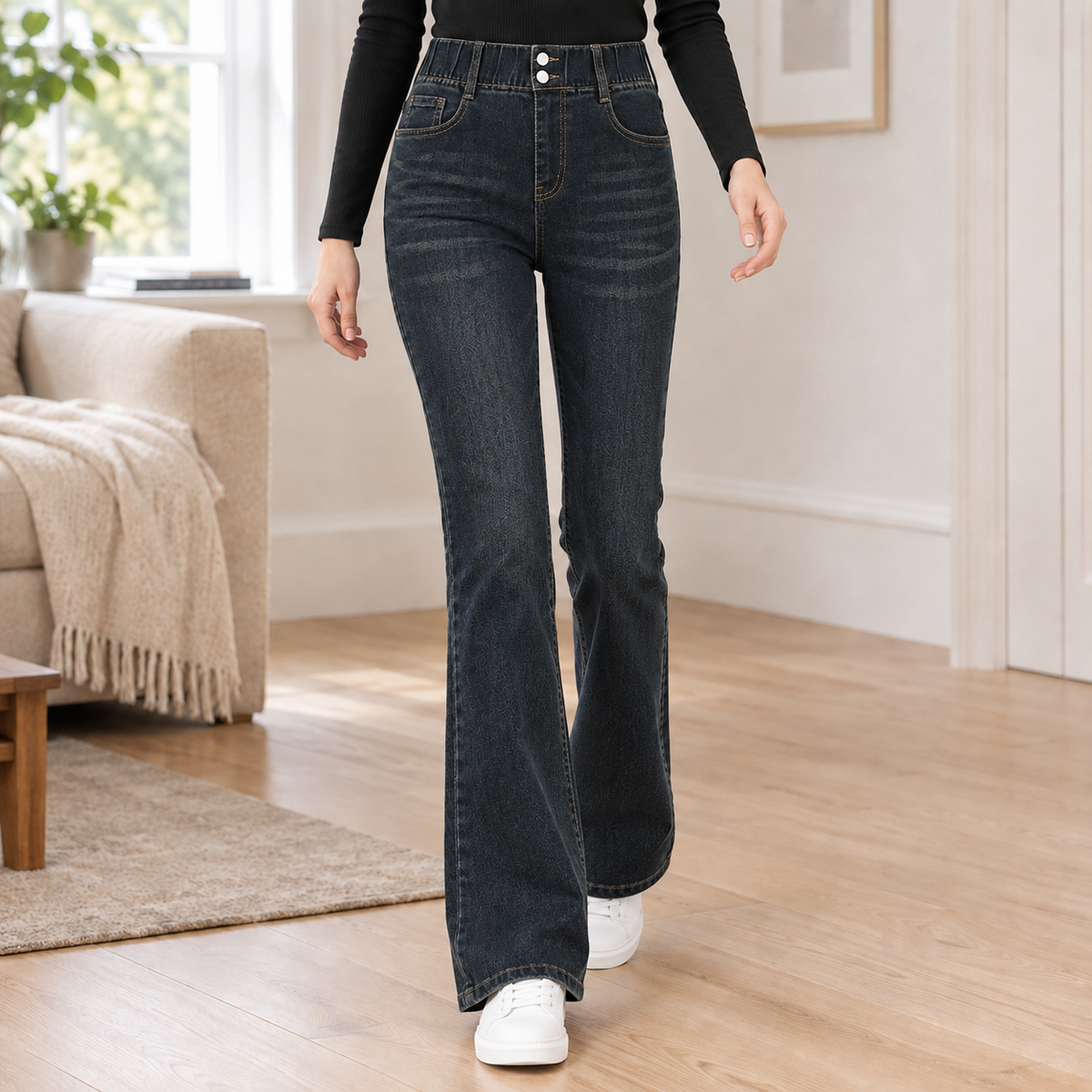 Women's Bootcut Jeans in Dark Blue - front view