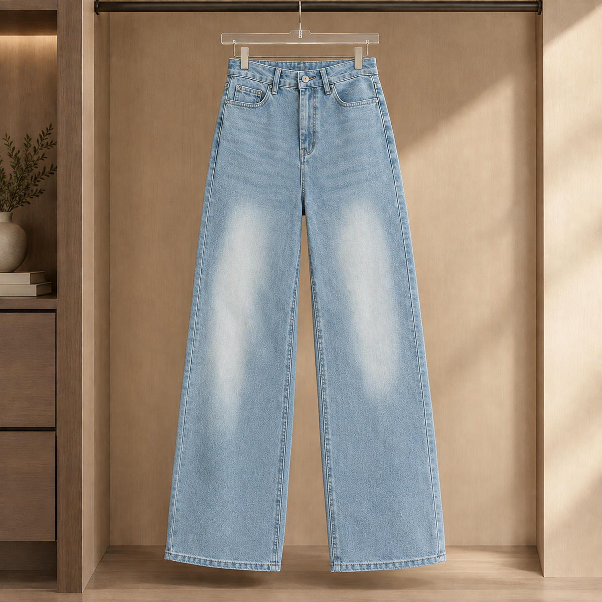 Women's Wide Leg Jeans in Light Blue - front view