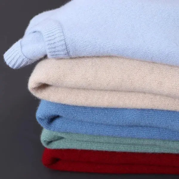 Men's Soft Knit Crew Neck Sweater in Light Blue - alternate angle showing fit and fabric detail