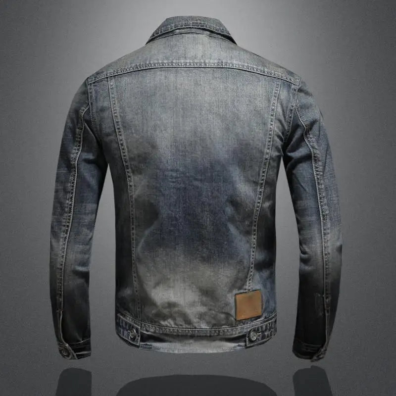 Men's Vintage Wash Denim Jacket - alternate angle showing fit and fabric detail