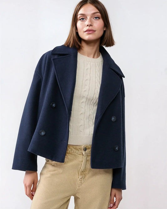 Women's Cropped Double-Breasted Pea Coat - main view