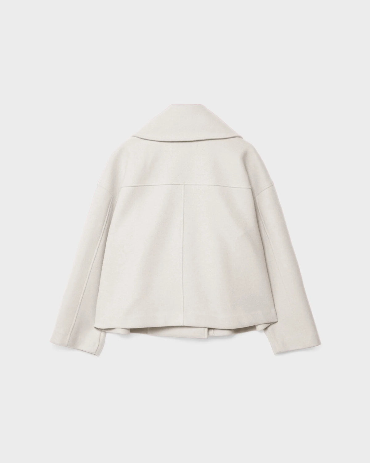 Women's Cropped Double-Breasted Pea Coat in White - alternate angle showing fit and fabric detail