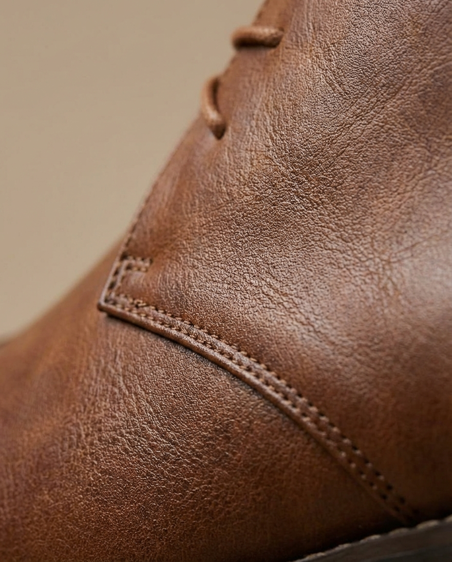 Men's Lace-Up Chukka Boots in Dark Brown - alternate angle showing fit and fabric detail