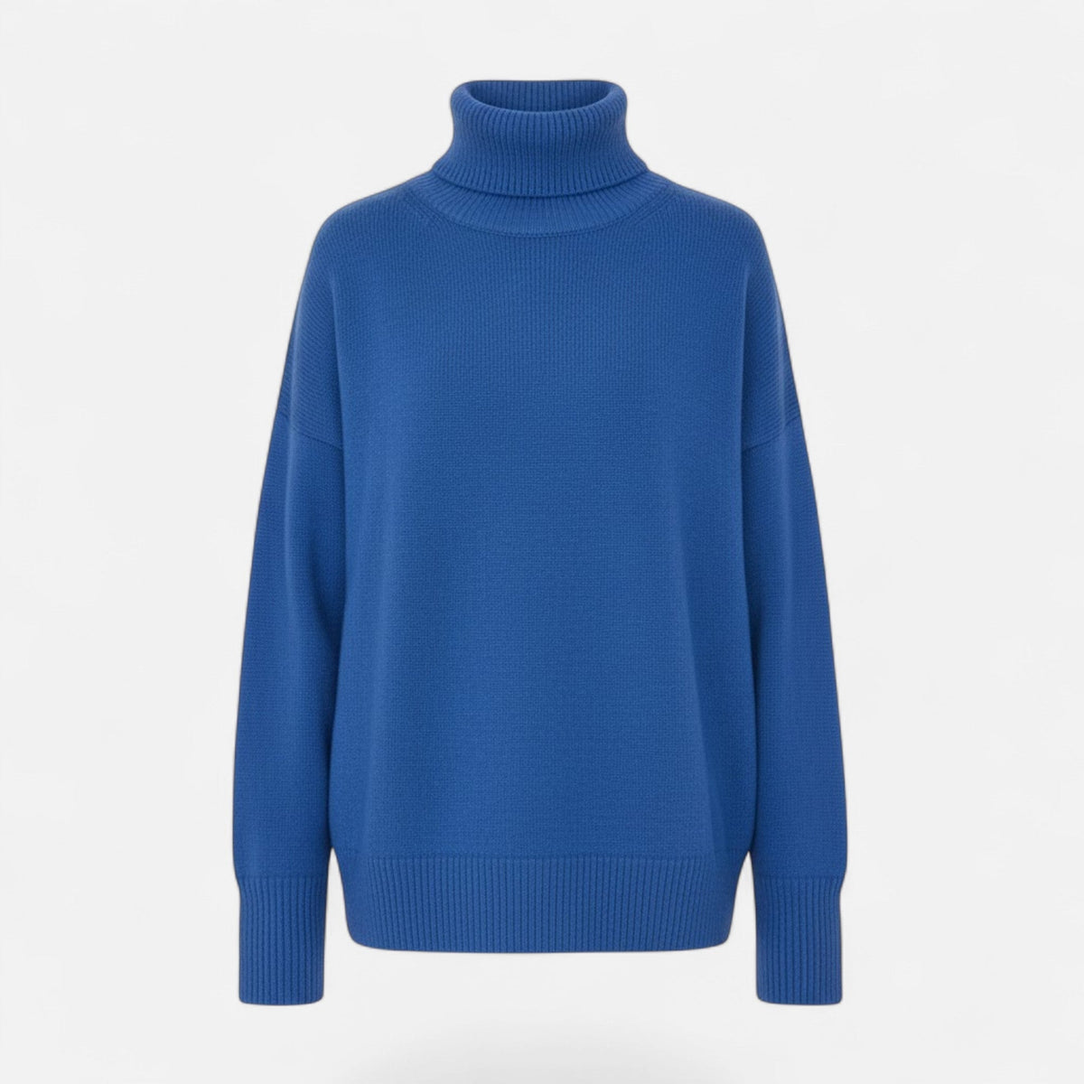 Women's Chunky Knit Turtleneck Sweater in Blue - front view