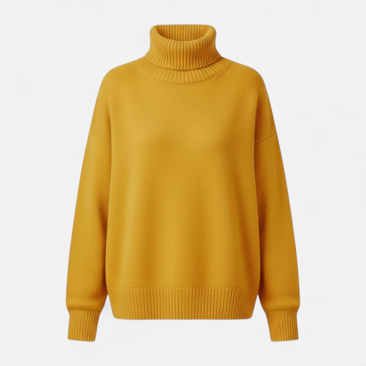 Women's Chunky Knit Turtleneck Sweater in Yellow - front view