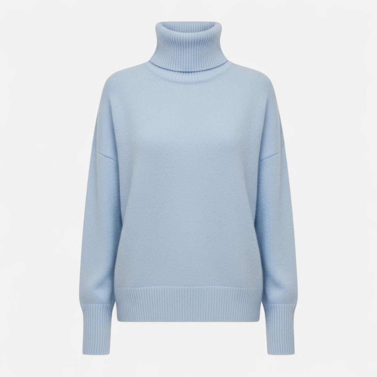 Women's Chunky Knit Turtleneck Sweater in Sky Blue - front view
