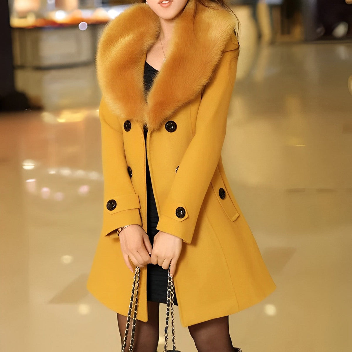 Women's Faux Fur Collar Coat - main view
