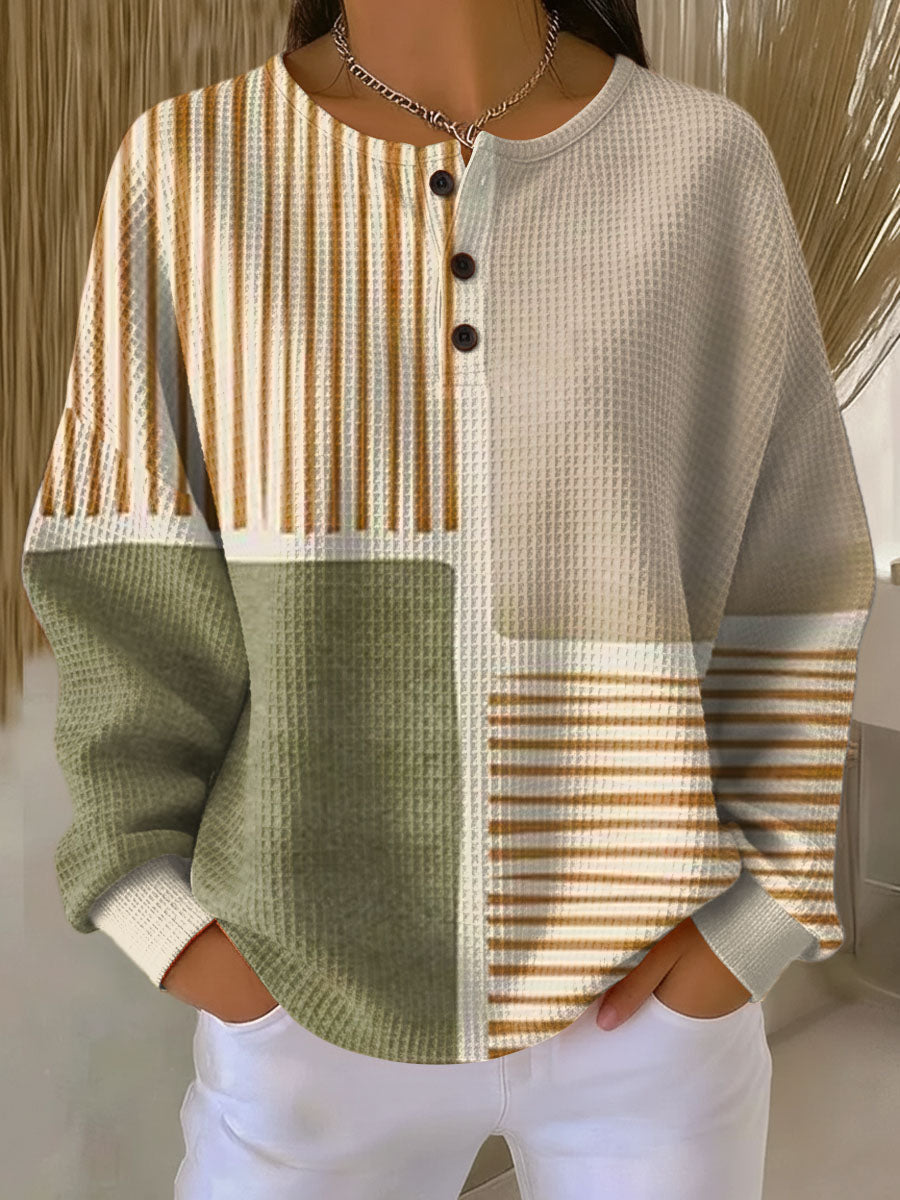 Women's Colour Block Patchwork Sweater in Style 1 - front view