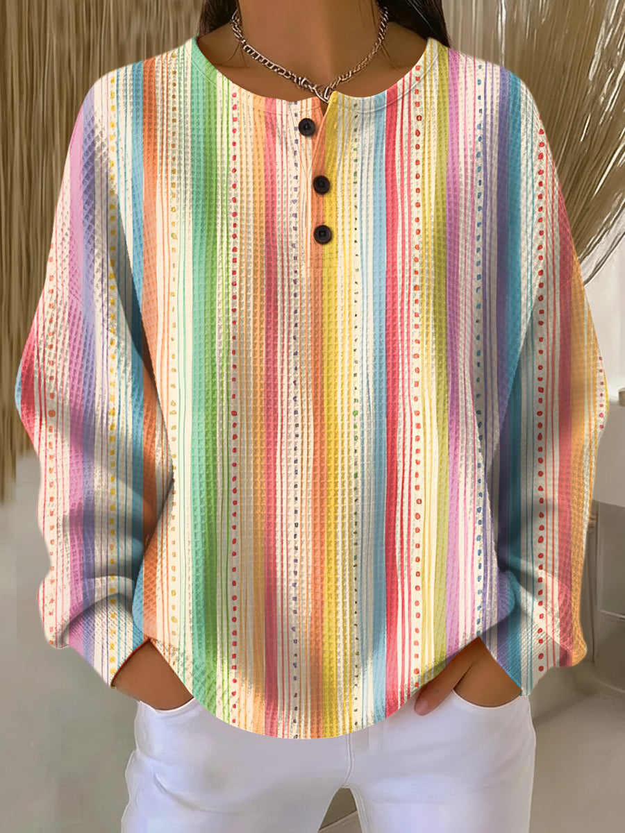 Women's Colour Block Patchwork Sweater in Style 10 - front view