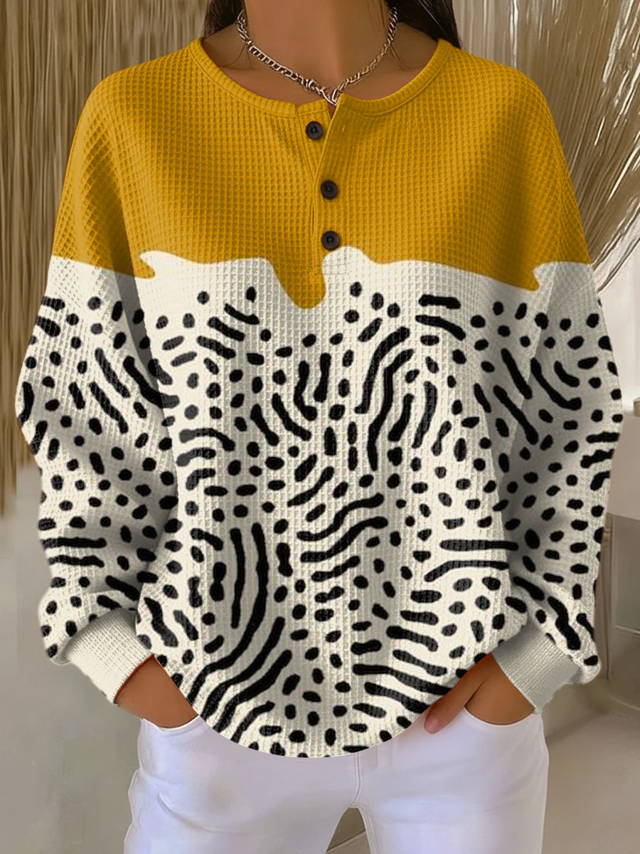 Women's Colour Block Patchwork Sweater in Style 13 - front view