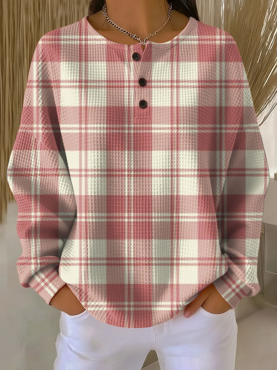 Women's Colour Block Patchwork Sweater in Style 13 - alternate angle showing fit and fabric detail