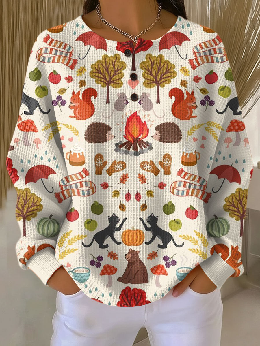 Women's Colour Block Patchwork Sweater in Style 13 - alternate angle showing fit and fabric detail